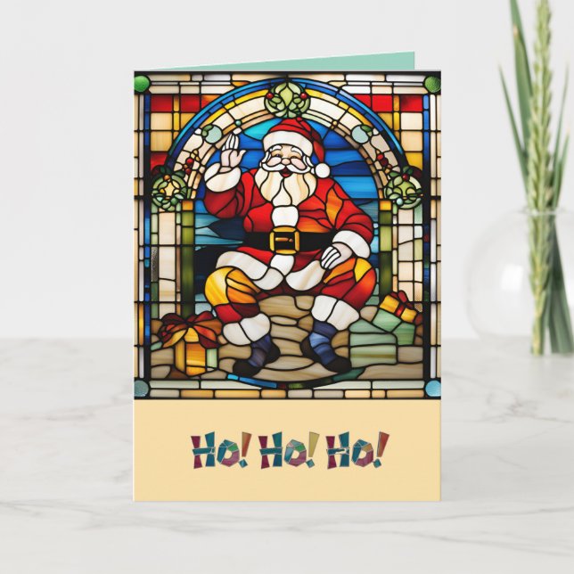 Santa Stained Glass                            Card (Front)