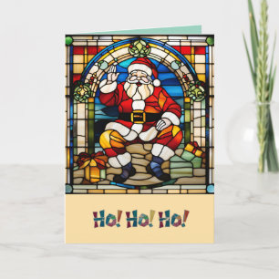 Santa Stained Glass                            Card