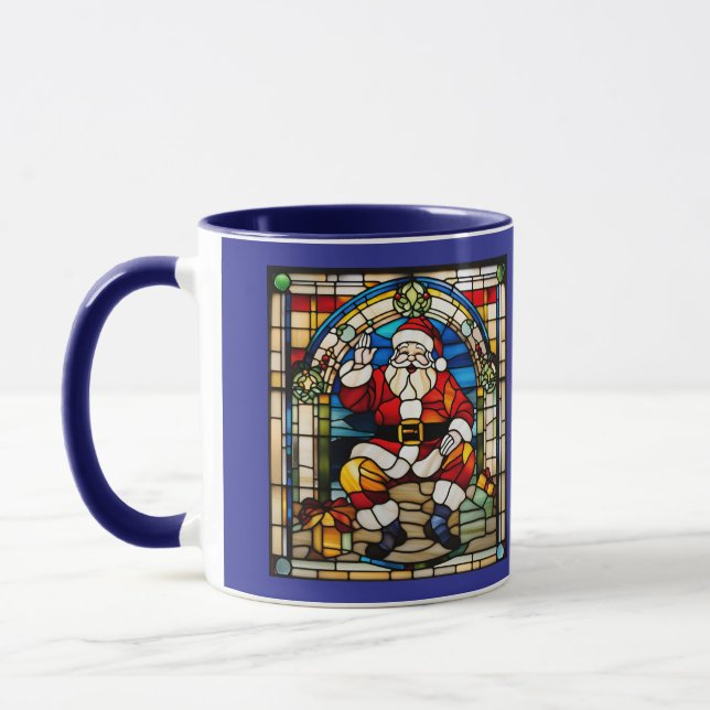 Santa Stained Glass Christmas Mug (Left)