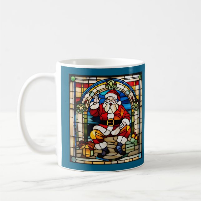 Santa Stained Glass Coffee Mug (Left)