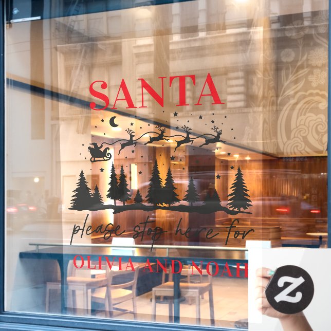 Santa stop here personalised Christmas modern (Cafe Window)