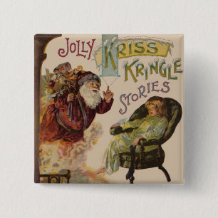 Santa Stories Kris Kringle Vintage Art Print 15 Cm Square Badge
