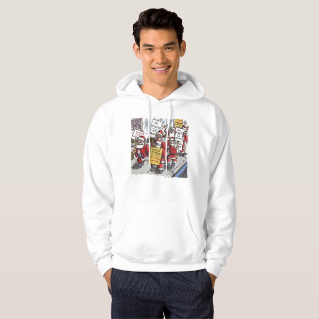Santa Strike men white hooded sweatshirt (Front Full)