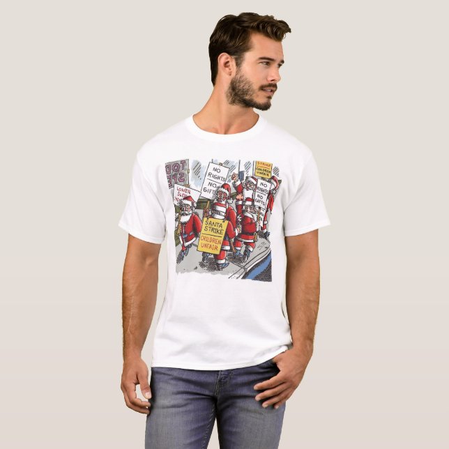 Santa Strike men white T-shirt (Front Full)