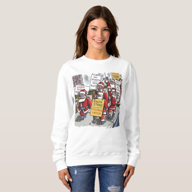 Santa Strike women white sweatshirt (Front Full)
