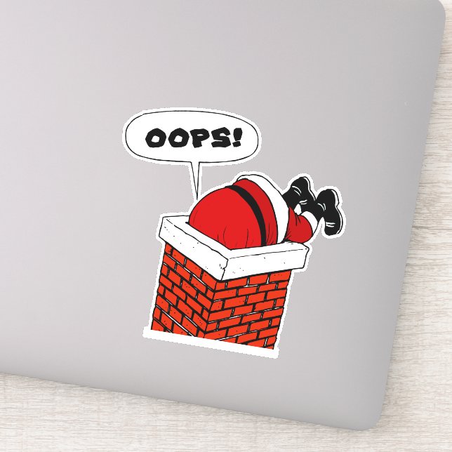 Santa Stuck in Chiminey Sticker (Detail)