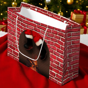 Santa Stuck in Chimney Funny Christmas Large Gift Bag