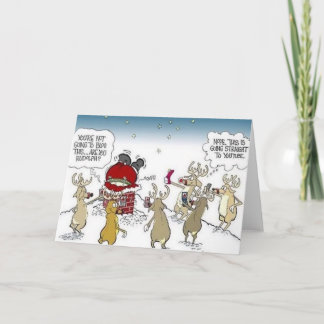 Santa Stuck in Chimney Reindeer Blogging Christmas Holiday Card