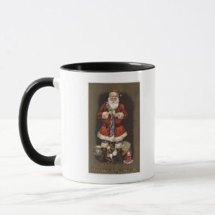 Santa Stuffing Stocking with Nutcracker Mug
