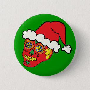 Santa Sugar Skull 6 Cm Round Badge