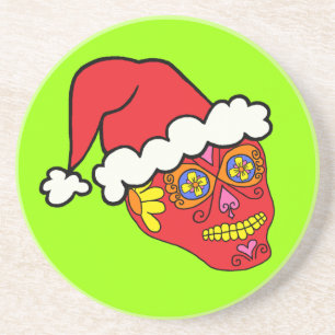 Santa Sugar Skull Coaster
