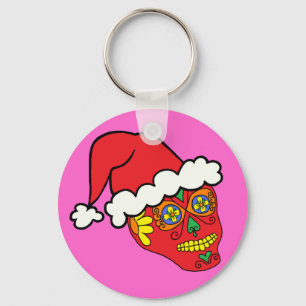 Santa Sugar Skull Key Ring