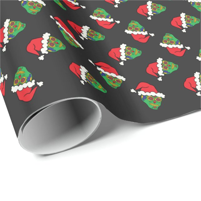Santa Sugar Skull Wrapping Paper (Roll Corner)