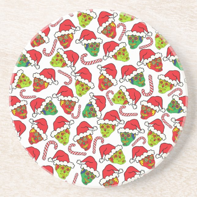 Santa Sugar Skulls Coaster (Front)