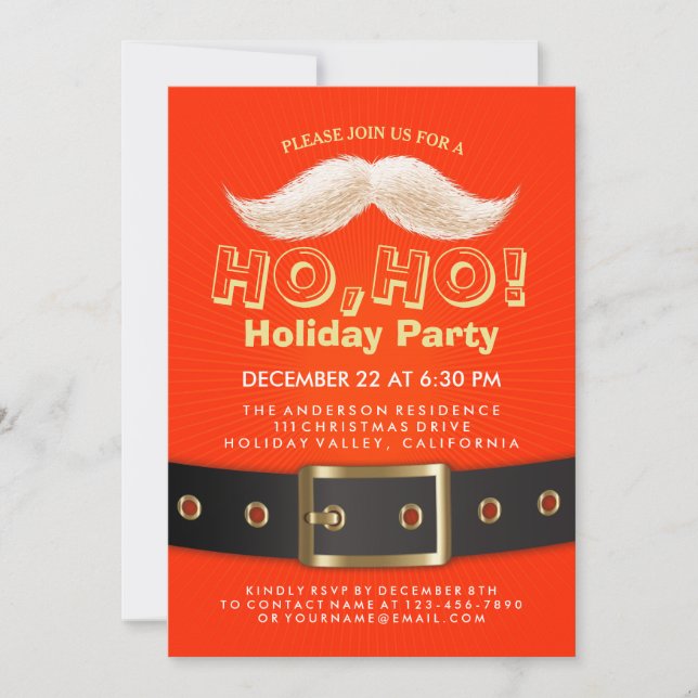 Santa Suit Christmas Ho, Ho, Holiday Party Invite (Front)