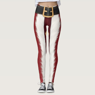 Santa Suit Striped Leggings – Modern Christmas 