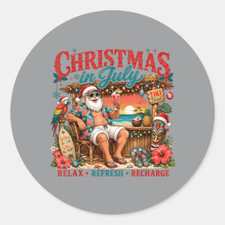 Santa Summer Holiday Relax Refresh Recharge Mum Classic Round Sticker