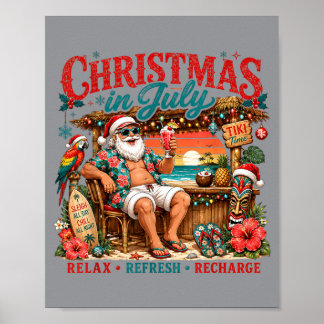 Santa Summer Holiday Relax Refresh Recharge Mum Poster