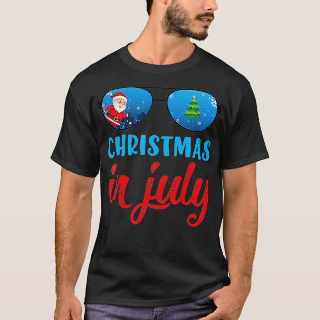 Santa Summer Sunglasses Christmas In July  T-Shirt (Front)