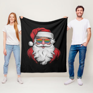 Santa Sunglasses Pride Christmas Pajama X-mas Gay Fleece Blanket