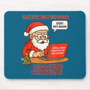 Santa Support s Rebooting Humor Tech Computer Joke Mouse Pad