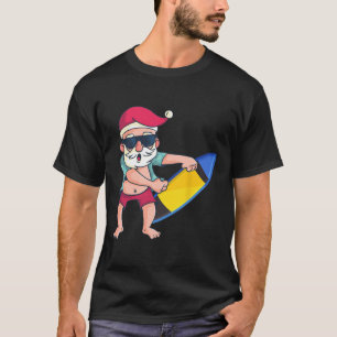 Santa Surfboard Christmas In July Xmas Tropical Su T-Shirt