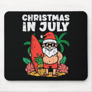 Santa Surfer Beach Christmas In July Funny Summer Mouse Pad