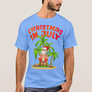 Santa Surfer Fairy Lights Men Woman Kids Christma T-Shirt