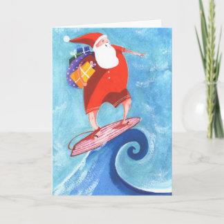 Santa Surfing christmas card
