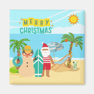 Santa Surfing Christmas Cruise Door Magnet