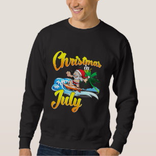 Santa Surfing Christmas In July Hawaiian Summer Ki Sweatshirt