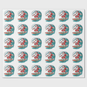 Santa Surfing Christmas Surf X-mas Festive Holiday Wrapping Paper