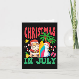 Santa Surfing Hawaiian Beach Christmas In July 202 Card