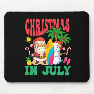 Santa Surfing Hawaiian Beach Christmas In July 202 Mouse Pad