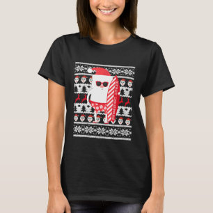 Santa Surfing Hawaiian Shirt Ugly Sweater Christma