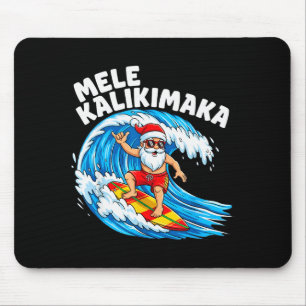 Santa Surfing Mele Kalikimaka Hawaiian Christmas Mouse Pad
