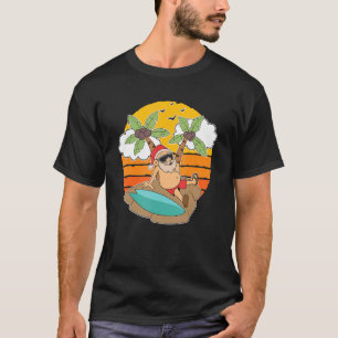 Santa Surfing Summer Vacation Hawaii Christmas In  T-Shirt