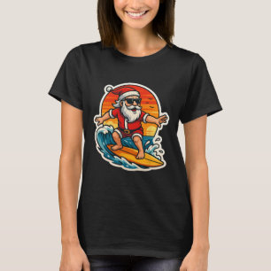 Santa Surfing Surf Instructor Surfer Merry Christm T-Shirt