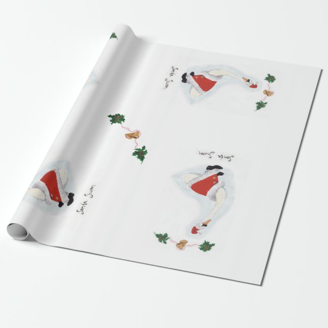 Santa Swan Gift Wrap (Unrolled)