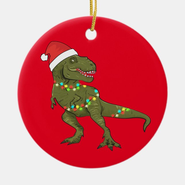 Santa T-Rex Dinosaur Christmas Xmas Decoration (Front)