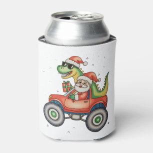 Santa T Rex Dinosaur Monster Truck Christmas Xmas Can Cooler
