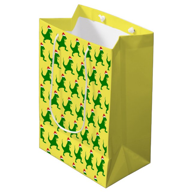 Santa T-Rex Medium Gift Bag (Front Angled)