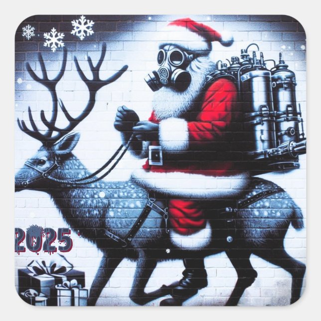 Santa T-Shirt Square Sticker (Front)
