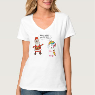 Santa Talking To Unicorn Shirt - Funny Christmas T