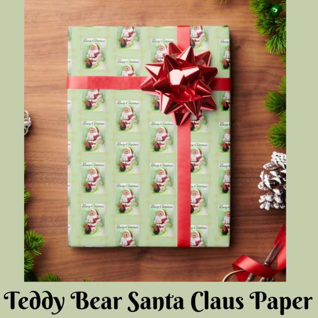 Santa Teddy Bear Wrapping Paper (Creator Uploaded)