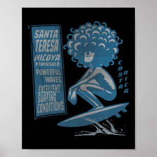 Santa Teresa, Costa Rica Surf Vintage Poster