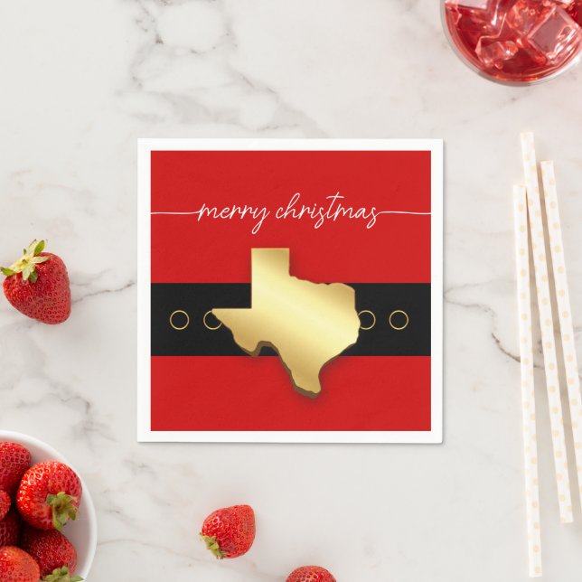 Santa Texas Belt Buckle Christmas Napkin (Insitu)