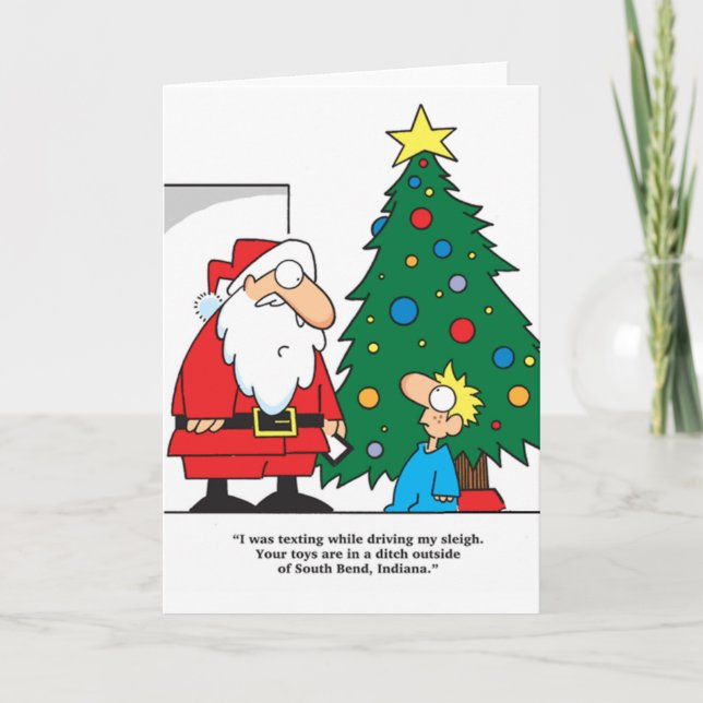 Santa Texting Presents Lost Greeting Card (Front)