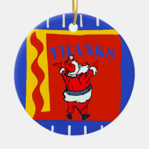 Santa Thanks, add, edit text Ceramic Tree Decoration