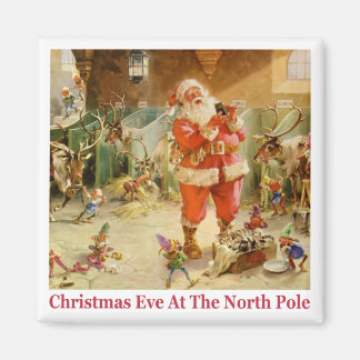Santa & The Elves in The North Pole Stables Magnet